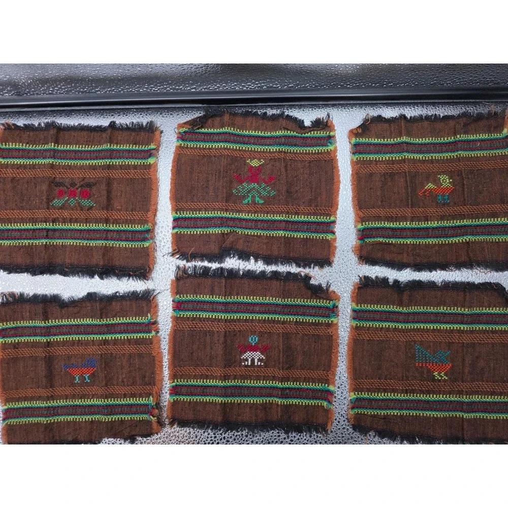 12 Zapotec Wool‎ Coasters 5x5 Handwoven Southwestern Mug Rugs Animal Geometric